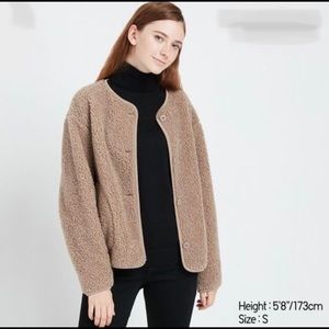 Uniqlo Pile Lined Fleece Crew Neck Cardigan
